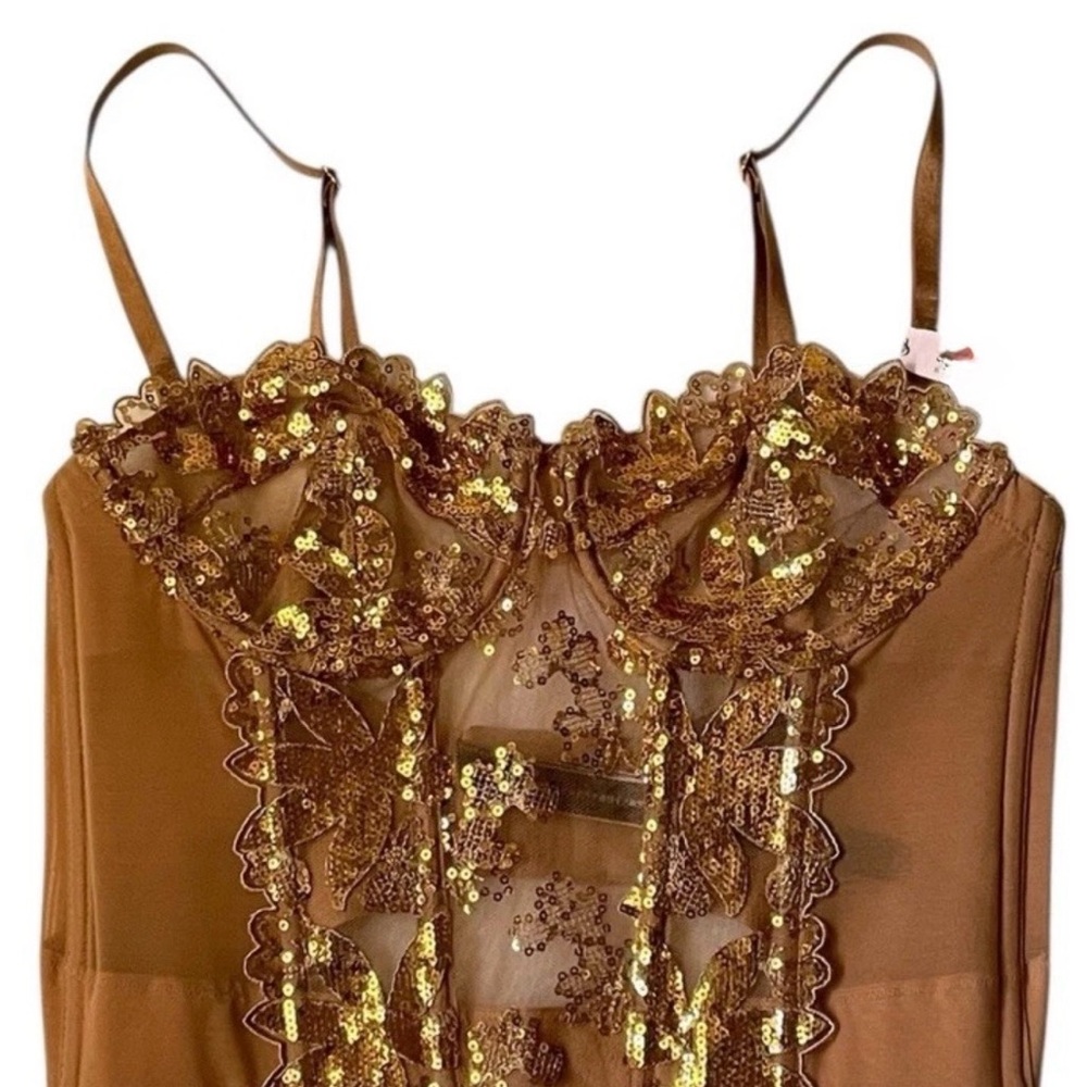 Victoria's Secret Bronze Sequin Lace Bustier